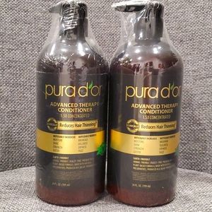 2 Bottles PURA D'OR Advanced Therapy Conditioner Reduce Hair Thinning 24 fl.oz.